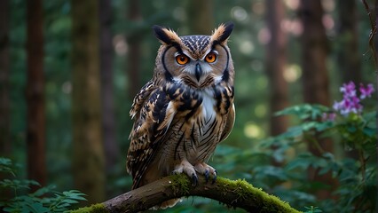 Fototapeta premium great horned owl Enchanted Guardian The Vibrant Owl