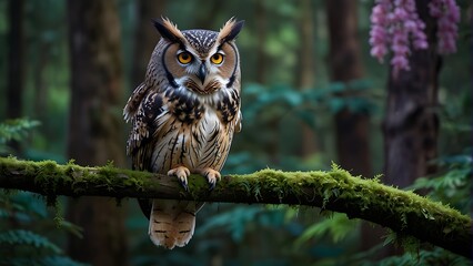 Obraz premium great horned owl Enchanted Guardian The Vibrant Owl
