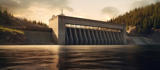 view of modern dam