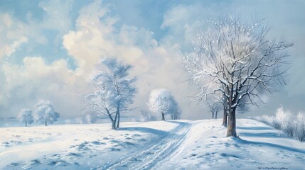 Fototapeta na wymiar landscape with snow and trees 
