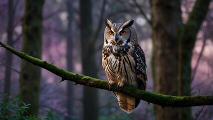 Obraz premium great horned owl Enchanted Guardian The Vibrant Owl