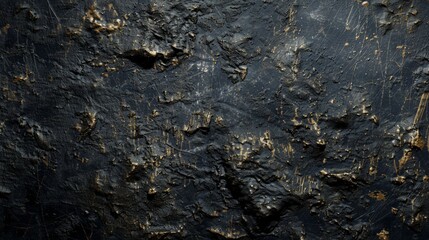 Cracked and weathered black and gold wall texture. Aged and distressed surface with character.