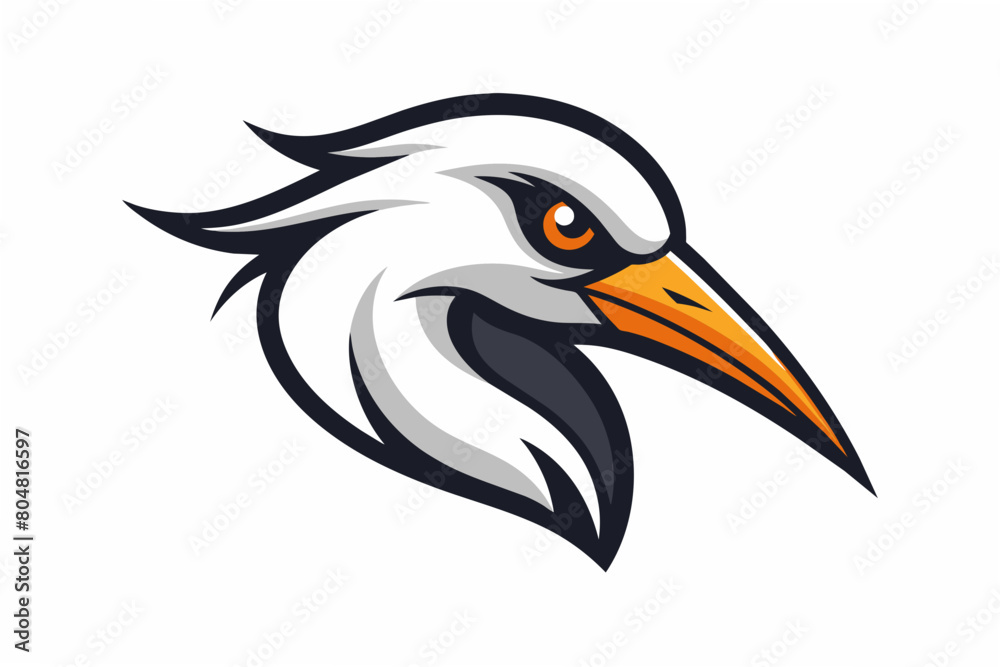 Sticker stork head logo vector illustration