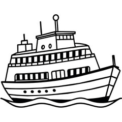Fototapeta premium ferry outline illustration digital coloring book page line art drawing