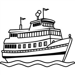 Naklejka premium ferry outline illustration digital coloring book page line art drawing