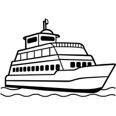 Obraz premium ferry outline illustration digital coloring book page line art drawing