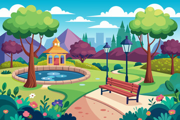 park cartoon vector illustration