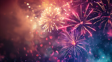 Fototapeta premium beautiful fireworks in the sky at night