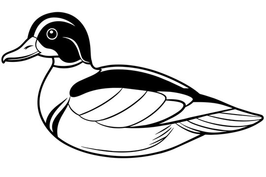 recommend clip art: wood duck line art silhouette illustration