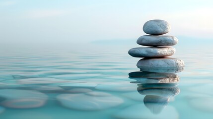 Obraz na płótnie Canvas Rock stones balance calmly Water background concept Calm meditation pure mind