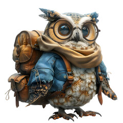 A 3D animated cartoon render of a helpful owl guiding a wayward traveler.
