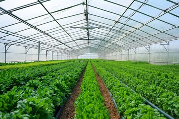 Interior of a greenhouse with plants