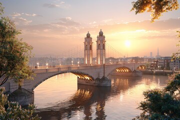 Fototapeta premium Iconic Community-Connecting Bridge: Marvel of Engineering Excellence