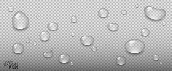 Water Drop on Transparent Background, Ready For Png, Vector Illustration