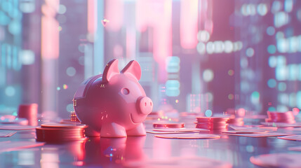 Soft Hued Savings Sanctuary A Piggy Bank s Impressionistic Journey