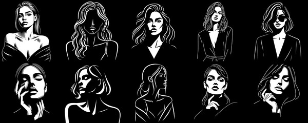 black and white silhouettes of woman