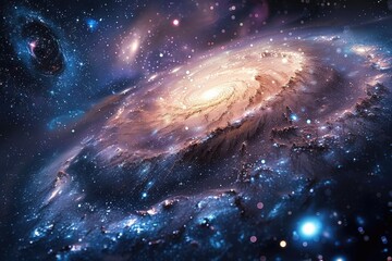 Fototapeta premium The depths of space, surrounded by a galaxy of swirling stars and nebulae.Swirling vortices of cosmic energy, colorful Nebulae and star clusters