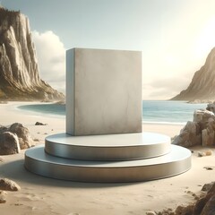 Stone Podium for Product Display on Beach and Rock Setting