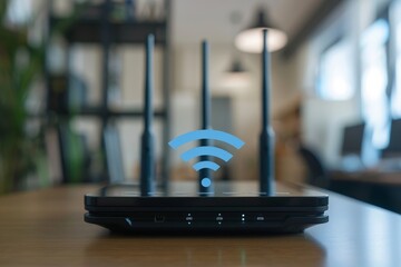Wi-Fi router on top of office desk