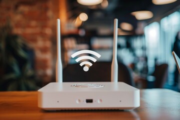 Wi-Fi router on top of office desk