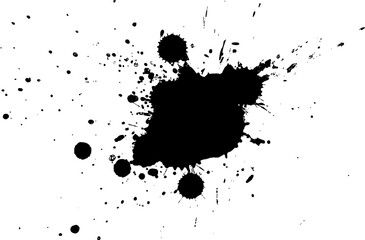 black ink brush splash splatter on white background grunge graphic element