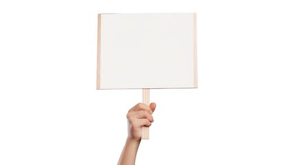 hand hold sign board  isolated white background