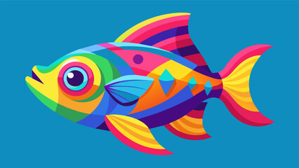 A vibrant multicolored fish toy with intricate 3D details sure to catch the attention of any curious feline.. Vector illustration
