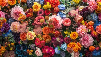Fototapeta premium A stunning and vibrant display of flowers on a wall