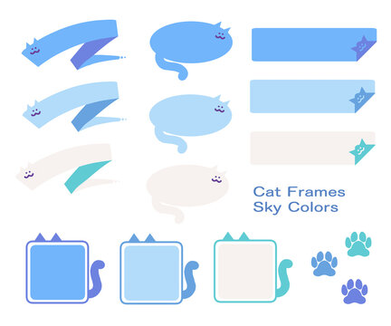 Sky colors cat cute frames set