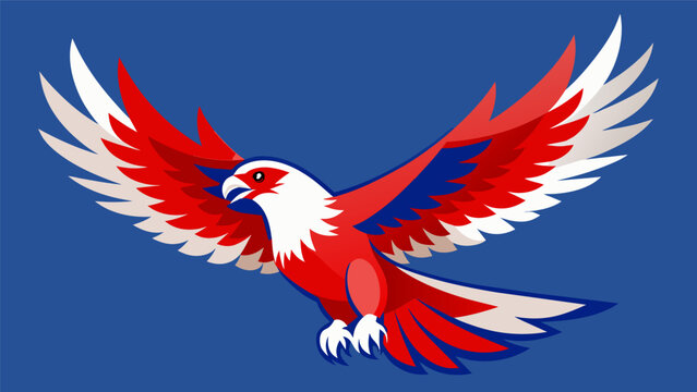 A pair of redtailed hawks soaring through the air their distinctive feathers a stunning display of red white and blue.. Vector illustration