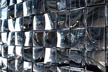 Abstract 3d of metal cubes background. Reflective surface.