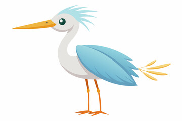 egret bird cartoon vector illustration