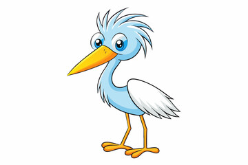 egret bird cartoon vector illustration