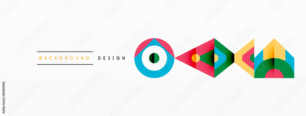Poster a vibrant logo design featuring a circle and triangles in electric blue and magenta on a white backg