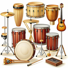 Fototapeta na wymiar percussion musical instruments set stock vector