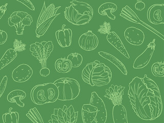 手描きの野菜の背景素材_ベクターイラスト