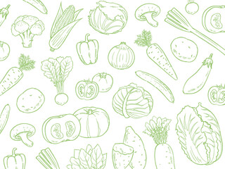 手描きの野菜の背景素材_ベクターイラスト