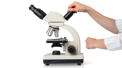 hand hold microscope  isolated white background