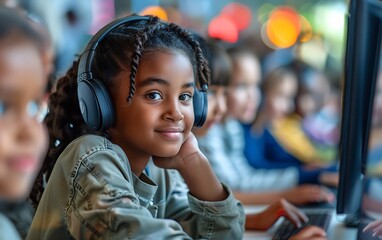 Education meets technology, students learning coding skills