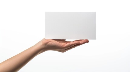 hand hold paper  isolated white background
