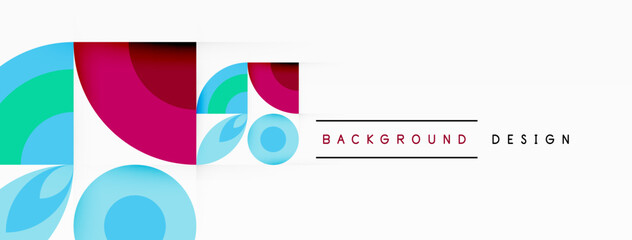 Obraz premium A vibrant logo featuring colorful circles and squares on an electric blue background, perfect for branding and paper products. The graphics and patterns are eyecatching and modern