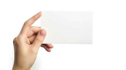 Fototapeta premium hand hold paper isolated white background