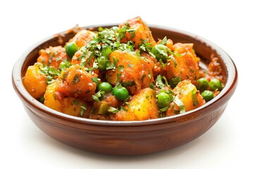 Fototapeta premium Aloo Matar, isolated on white