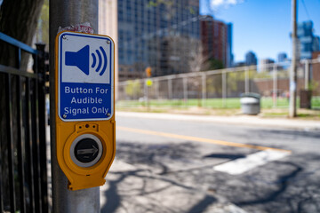 Button for audible signal only on the roadside.