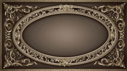 Three connected ornate empty frames on a textured beige background