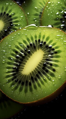 Close-up of fresh kiwi slices