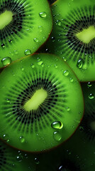 Close-up of fresh kiwi slices