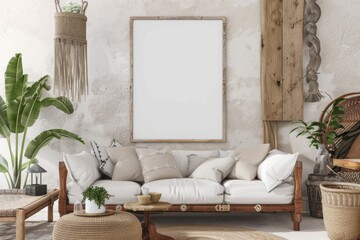 Poster Frame Mockup in Nomadic Boho Style created with Generative AI