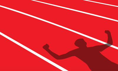 Great elegant vector editable track and field sprinter shadow as winner background design for your marathon championship event