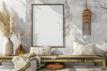 Poster Frame Mockup in Nomadic Boho Style created with Generative AI